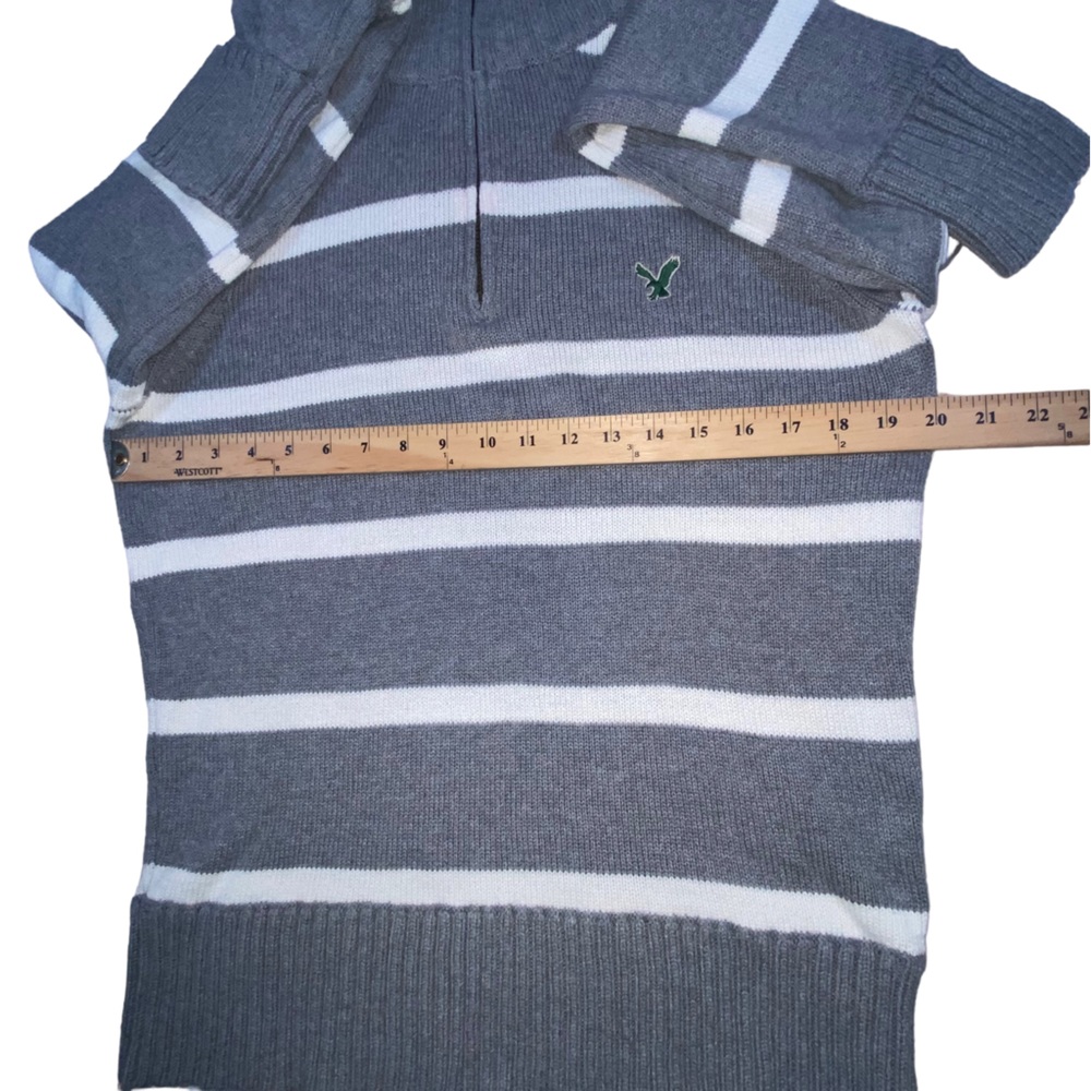American Eagle Outfitters 1/4 Zip White Gray Sweater - Men’s Medium - Picture 2 of 10